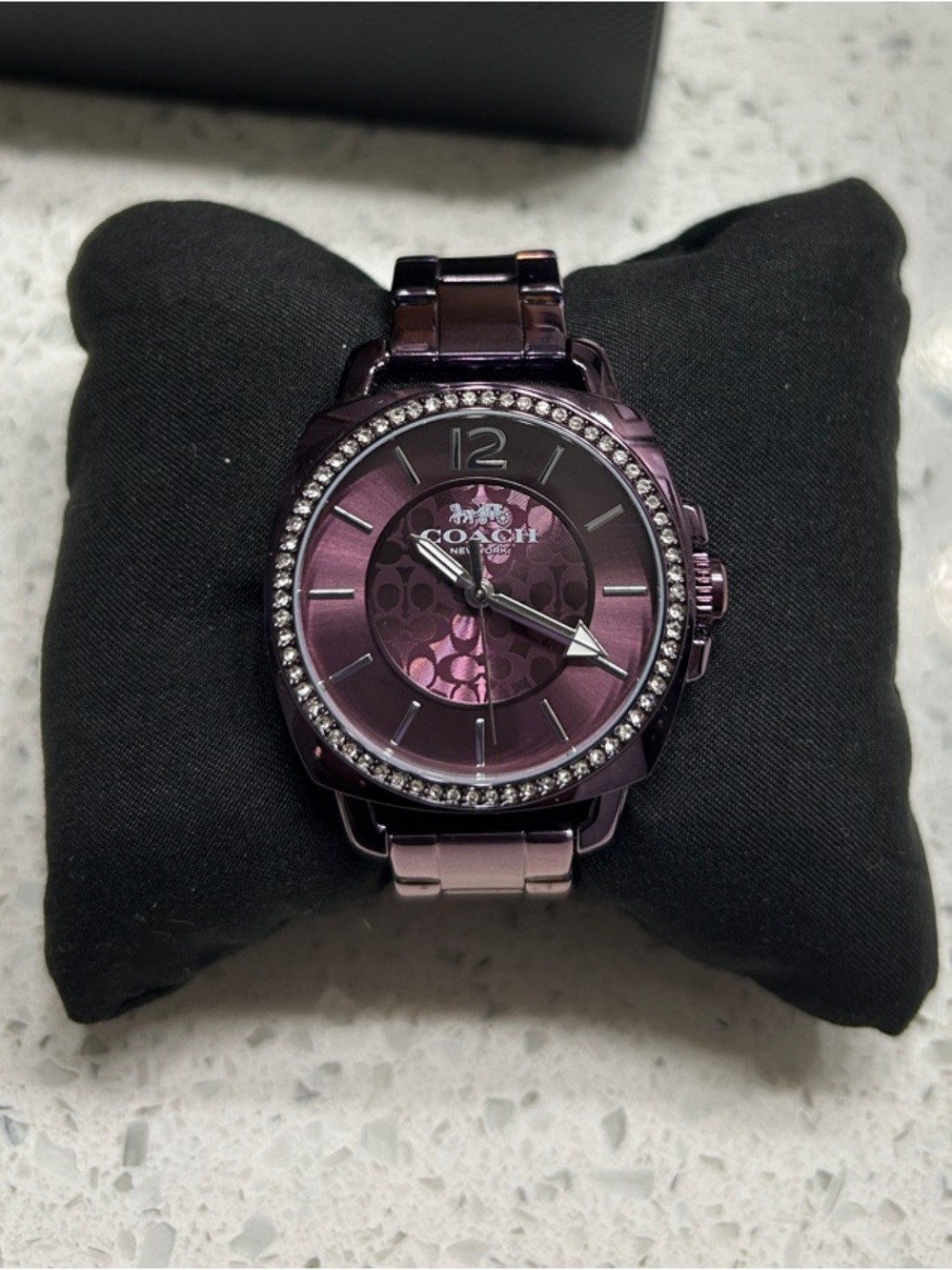 COACH Boyfriend Women’s Purple Crystal Bezel Women's Bracelet Watch